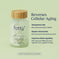 Fatty15's supplement jar with benefits listed for reversing cellular aging.